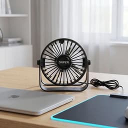 Solvix tafel ventilator geluidloos - USB Tafelventilator - Zwarte Mini Ventilator - 3 Snelheden - 360° Draaibaar - Voor Thuis, Kantoor en Camping — thumbnail 4