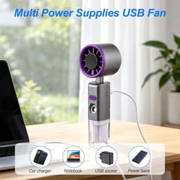 LISM-Draagbare vernevelingsventilator met waterfunctie, mini USB oplaadbare ventilator, handventilator, accessoire Geschikt voor thuis, buiten, kantoor en kamperen (paars) — thumbnail 2