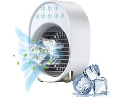 Oplaadbare USB-airco / Draagbare aircoventilator / Verdampingskoeler voor kantoor / Stille bureau-airco met verlichting in 7 kleuren & 3 snelheden / Luchtbevochtiger & vernevelaar voor thuis