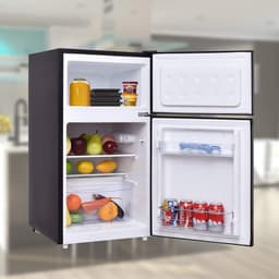 Koelkast met vriesvak - Dubbeldeurs koeler - Huishoudelijk gebruik - Verstelbare temperatuur - 85 liter - Zwart — thumbnail 5
