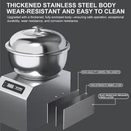 Roestvrijstalen Deegmixer - Spiraalmixer Broodmixer - Professioneel Deeg Kneden - Dubbele Rotatie Technologie - 8 kg - Zilver — thumbnail 4