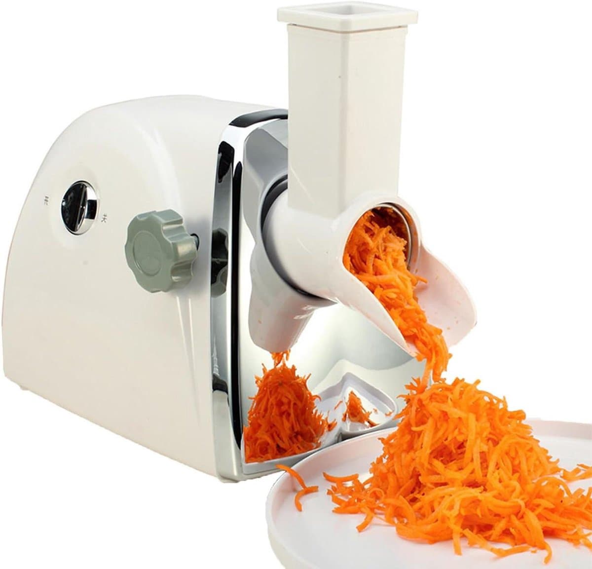 Elektrische Groentesnijder - Keukenmachine Rasp - Snel Ingrediënten Bereiden - 3 RVS Rasptrommels - 4kg - Zilver — afbeelding 1