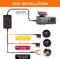 Dashcam-hardwire-kit 11ft/335cm, speciaal voor Q20/ Q20S / Q23 serie, 12V-24V, Type-C-aansluiting, Acc, 24 uur parkeerbewaking, laagspanningsbeveiliging — thumbnail 4