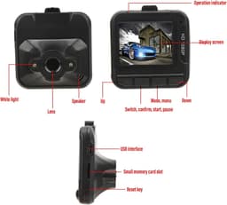 SnelShoppen - Dashcam Auto 1080P HD met 1.6 inch Kleuren Scherm, Loopopname, Plastic Metaal, Ideaal voor Auto's en Veiligheid — thumbnail 5