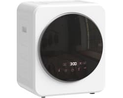 TEKROA® Draagbare mini-droger - 2,5 kg - LED-display, 800W, voorlader, tot 60℃, stapelbaar/wandmontage/vrijstaand, timer -wit