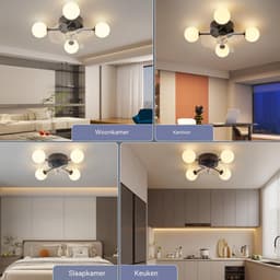 Glitzerlife - Plafond ventilator met verlichting Plafondlamp Ventilatorlamp - 4xG9 fitting - Stille plafondventilator DC motor 6 snelheden - afstandsbediening timerfunctie - modern design PC metaal - Ø50cm - wit — thumbnail 5