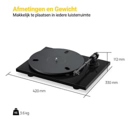 Pro-Ject E1.2 BT Bluetooth Platenspeler – met Phono Voorversterker – Plug and Play – 33/45 RPM – LP Speler – Handmatige Platenspeler – Zwart — thumbnail 4
