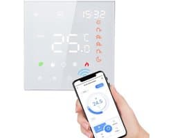 Slimme WiFi Thermostaat - Programmeerbare Thermostaat - Verwarming Regelen - Spraakbesturing - 16A - Wit