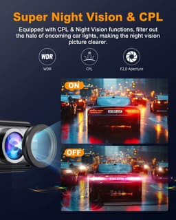 Dashcam voor auto - Zwart - 4K + 1080P Dual Lens - Met CPL Filter en 170° Groothoek - Voor en Achter Camera met WiFi en 64GB Geheugenkaart — thumbnail 5