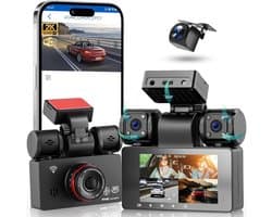 Dashcam voor auto - Zwart - 10 x 5 x 5 cm - 360° 4 Camera's met 2K Nachtzicht en Wifi - Voor Veilig Rijden