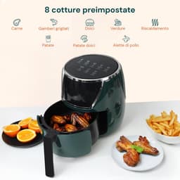 Heteluchtfriteuse - Airfryer Frituurpan - Gezond Koken - Snel Gelijkmatig Koken - 5 Liter - Groen — thumbnail 4