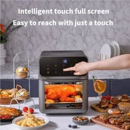 Heteluchtfriteuse – Airfryer - Airfryer Oven - 12L - 1350W - LED Touchscreen - Olievrije Heteluchtfriteuse - Multifunctioneel Convectoroven - Kijkvenster - Grote Capaciteit - Zwart — thumbnail 3