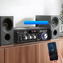 HiFi stereo audioversterker - 600W Bluetooth mini-versterker - Met basversterking, USB, MP3, FM-radio - Geschikt voor auto's en thuisgebruik - Kaart-/USB-ingang - 12V/220V Bluetooth thuisversterker - Stereo versterker — thumbnail 3