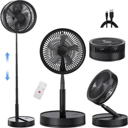KZQ Draagbare Ventilator Met Afstandsbediening - Staande Ventilator Met 4 Windsnelheden - Timer En Nachtstand - Energiebesparend - Voor Koeleffect In Huis En Kantoor - Zwart — thumbnail 1