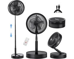 KZQ Draagbare Ventilator Met Afstandsbediening - Staande Ventilator Met 4 Windsnelheden - Timer En Nachtstand - Energiebesparend - Voor Koeleffect In Huis En Kantoor - Zwart