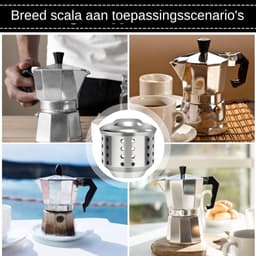 Koffiezet Spatscherm - Anti-spatdeksel Mokkapot - Net Koffie Zetten - Roestvrij Staal - Compact Formaat - Zilverkleurig — thumbnail 2