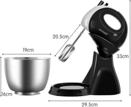 Elektrische Mixer - Keukenmixer Deegmixer - Bakken en Koken - Kantelbare Kop - 3L Kom - Zwart — thumbnail 5