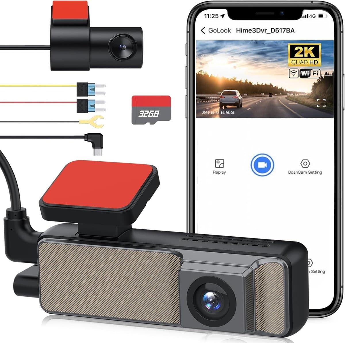 Auto Dashcam - Compact Design - 2K HD Nachtzicht - 24-uurs Parkeermodus - Voor Auto's — afbeelding 1