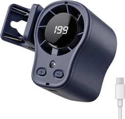 LISM - Autoventilator met clip, display, 360° draaibaar en semi-koelend, handsfree clipventilator, USB-oplaadbare persoonlijke ventilator, Geschikt voor auto, werk en kamperen (donkergrijs) — thumbnail 1