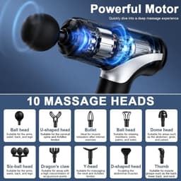 Massagepistool mini - draagbaar met lcd-display - 10 koppen - verlichting van spierpijn - Luxento — thumbnail 2