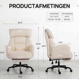 Dowinx - Gamestoel - Gamestoelen - Verstelbare Gamingstoel - Ergonomische Bureaustoel - Grote Bureaustoel - Game stoelen - Bureaustoel pocketvering - Game bureaustoel - chair - PU - Wit — thumbnail 2