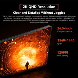 TITAN ARMY P2510S PLUS 24,5 inch Gaming Monitor,2560*1440 16:9 Fast IPS-scherm,240Hz verversingssnelheid,HDR500,123% sRGB,Adaptive-Sync,Dynamic OD,Game+ Assist,12 scenariomodi, PIP&PBP-weergave,Low Blue Light,in hoogte verstelbare draaibare standaard — thumbnail 4