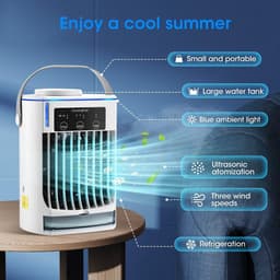 Draagbare Airco - Mini Koeler Fan - Persoonlijke Verkoeling - Dubbele IJsmist Modi - 30H cm - Wit — thumbnail 3