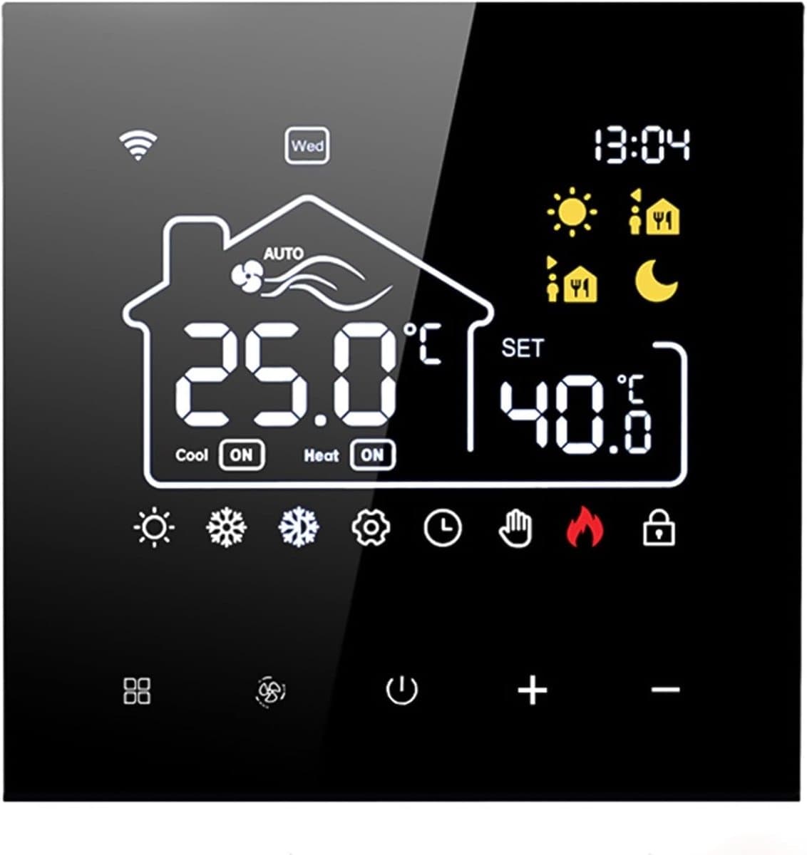 Slimme thermostaat - Temperatuurregelaar - Comfort regelen - App en spraakbesturing - 86x86mm - Zwart — afbeelding 1