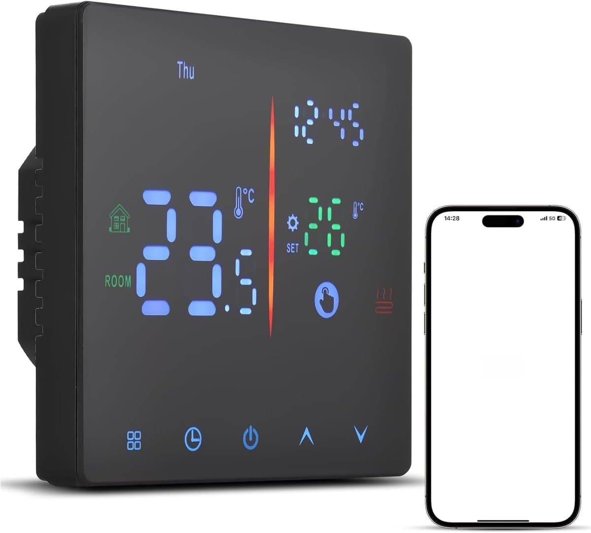 Digitale Thermostaat - Temperatuurregelaar App - Slim Verwarmen Huis - Wekelijks Programmeerbaar - 3A 16A - Zwart — afbeelding 1