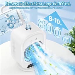 Mobiele Airco - Aircooler - Mobiele Airco Zonder Afvoer - Mini Ventilator - Energiezuinige Koeler met Drie Snelheden - 2 luchtbevochtingsstanden - Ventilator Oplaadbaar USB - Draagbare Mobiele Airco Cooler voor Slaapkamer, Keuken en Badkamer — thumbnail 5