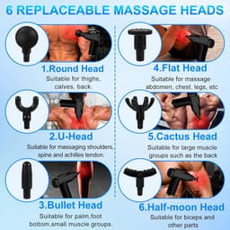 Massagepistool - Spierherstel Gun - Spierpijn Verlichten - 32 snelheden 6 koppen - 17 x 7 x 22 cm - Zwart — thumbnail 2
