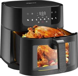 Heteluchtfriteuse XXL - Airfryer zonder olie - Gezond Koken - Groot kijkvenster - 9 Liter capaciteit - Zwart — thumbnail 1
