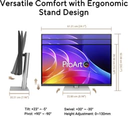 ASUS ProArt Display PA279CDV - 4K OLED Grafisch Design Monitor - 99% DCI-P3, ΔE < 1.5 - USB-C 96W - USB Hub - 120Hz - 27 Inch — thumbnail 5