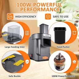 Elektrische Groentesnijder - Keukenmachine Snijder - Snel Groenten Snijden - 3-in-1 Multifunctioneel - 100 Watt - Grijs — thumbnail 2