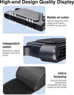 Autostoelventilator, oplaadbare autostoelventilator met drie rotatiesnelheden, zorgt voor verkoeling van uw rug, geschikt voor auto's, campers, SUV's, vrachtwagens en kinderen, blaast koele lucht. — thumbnail 2
