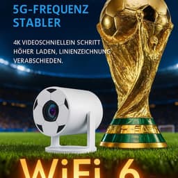 SnelShoppen - HY300 PRO Mini-Beamer 4K 1080P Ondersteuning - Draadloze Projector met Android 11, WiFi 6, Bluetooth 5.0, Airplay & Miracast - Draagbare — thumbnail 4