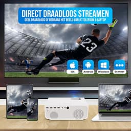 SnelShoppen - Mini Beamer 1080P Full HD - Draadloos Streamen - 15000 Lumen - Inclusief Projectiescherm en Tas - WiFi en Bluetooth - Perfect voor Feest — thumbnail 5