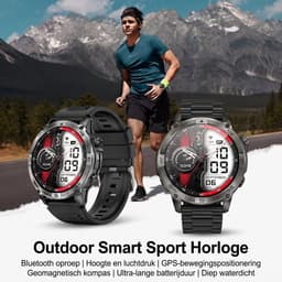 VASHOY HK08 - GPS Smartwatch - Sport Smartwatch - Outdoor Smartwatch - 1.43" AMOLED GPS Baro-Altimeter IP68 160+ Sportmodes – 3-delige set, hartslag/slaap/stappenteller, voor Android/iOS — thumbnail 5