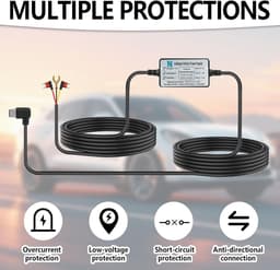 SnelShoppen - Dashcam Hardwire Kit 12V-24V 240cm USB-C voor Dashcam GPS Radar Detector - 24 Uur Parkeerbewaking, Laag Voltage Bescherming — thumbnail 2