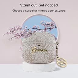 Guess Hoesje geschikt voor AirPods 4 / 5 | Premium Eco-leder en Duurzaam PC | met Charm | Robuust | Roze — thumbnail 2