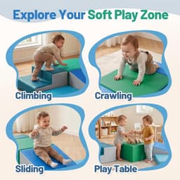 Set van 6 Schuimrubberen Klimblokken voor Kinderen: PU-leer Zachte Klimspeelgoed Speelset voor Kleine Kinderen - Montessori-speelgoed Grove motoriek Dubbele Ladderset(Modern) — thumbnail 2