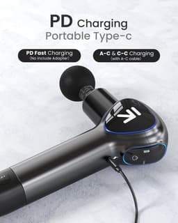 Mini Massagepistool met Verlenggreep - Massage Gun met Led-scherm - Spiermassage - Hometraining - Spierontspanning - Beste Cadeau - Zwart — thumbnail 2
