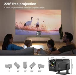 Projector Miniprojector 1080P 4K Native | Home Theatre-Projector Ondersteunt Wifi 5G BT5.0 | Android 11 OS Auto Keystone | 220 Graden 135 Inch Voor Telefoon/Pc/Computer Mini Beamer — thumbnail 5