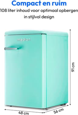 MEDION retro koel-vriescombinatie (95L koelkast, 13L 4-sterren vriesvak, 108 liter inhoud, LED interieurverlichting, traploze temperatuurregeling, retro design, MD 37790) — thumbnail 3