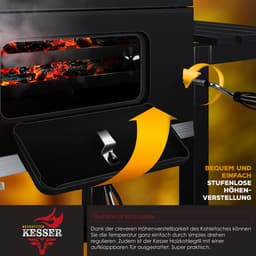 KESSER® Houtskoolbarbecue XL Barbeque Houtskool met Deksel, Wielen, Roestvrij Stalen Handvat, Barbecuerooster en Thermometer, 8 Spiesen met Zakje & siliconen Borstel, grote BBQ Camping Terras Tuin — thumbnail 3