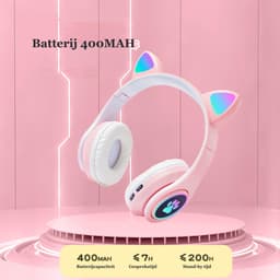KINSI Bluetooth Gaming Headset - Stylish Kat Oor Design met LED - Verlichting! Perfect voor Meisjes, Compatibel met Alle Apparaten (Tablet / Computer / Telefoon) — thumbnail 2