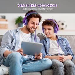StayPowered Kinderkoptelefoon - Perfect Geluid & Ultiem Comfort - Verstelbaar - HD Microfoon - Kraakhelder Stereo - Zachte Oorkussens - Duurzame Kabel - 3.5mm Jack - Paars/Groen - Levering Sneller dan Aangegeven! — thumbnail 3