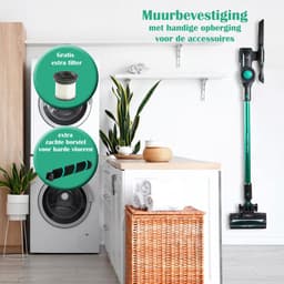 PRIMO PR509SV 3-in-1 Steelstofzuiger Draadloos - Stofzuiger zonder zak - Kruimelzuiger - Extra fluffybrush - Grijs/Groen — thumbnail 5