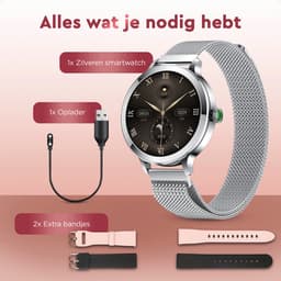 Golden Sound AMOLED Smartwatch Dames - 3 extra bandjes - Geschikt voor elke laptop en smartphone - Stappenteller - Slaapmonitor - Saturatiemeter - 42mm - Zilver — thumbnail 3