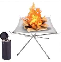 Opvouwbare vuurplaats, draagbare opvouwbare 304 roestvrijstalen gaas campingvuurplaats voor picknick, kampvuur, houtgestookte vuurplaats met draagtas voor terras, camping, tuin - M (41,9 x 41,6 x 34,5 cm) — thumbnail 1